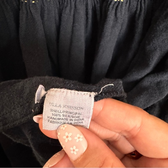 ULLA JOHNSON Masha Floral Embroidered Silk Pleated Tunic Dress  Size 6 - Picture 6 of 8